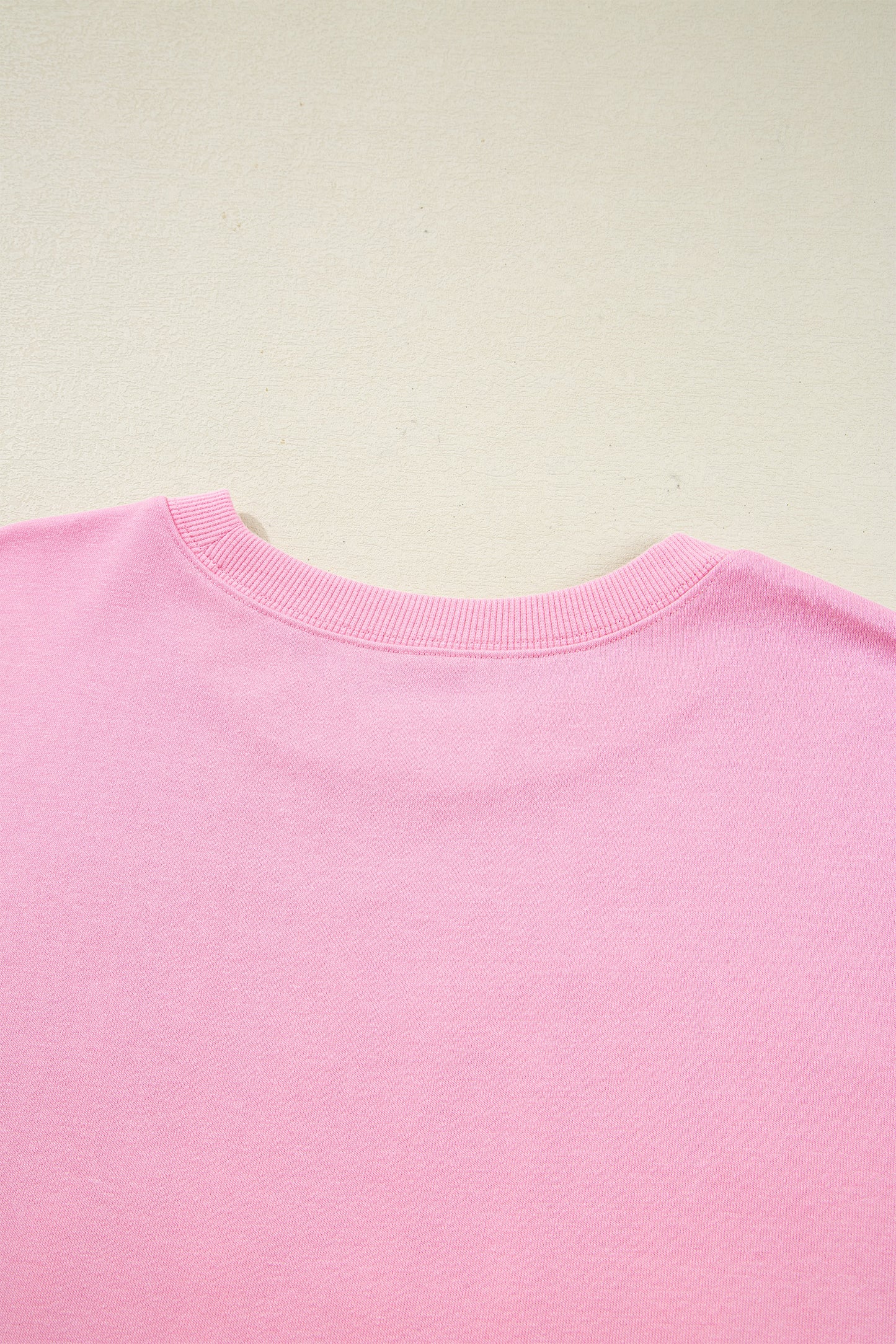 Pink Bow Sequin XOXO Letter Graphic Exposed Seam Baggy Sweatshirt