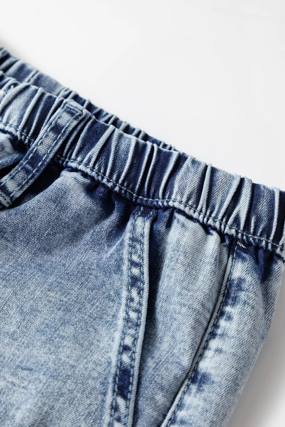 Ashleigh Blue Acid Wash Exposed Seam Drawstring Elastic Waistband Jeans Dear-Lover Dropshipping