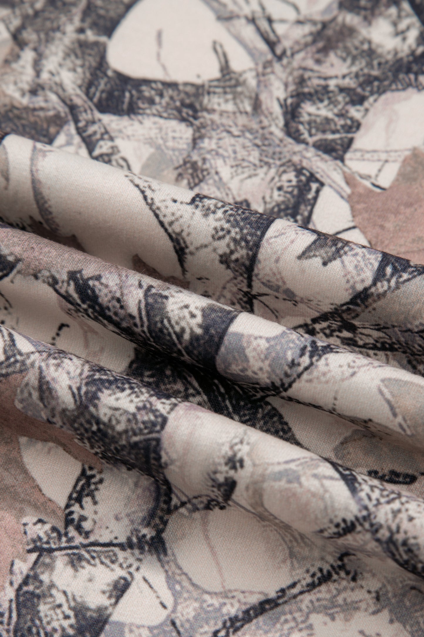 Khaki Woodland Camo Print Long Sleeve Top Casual Short Set