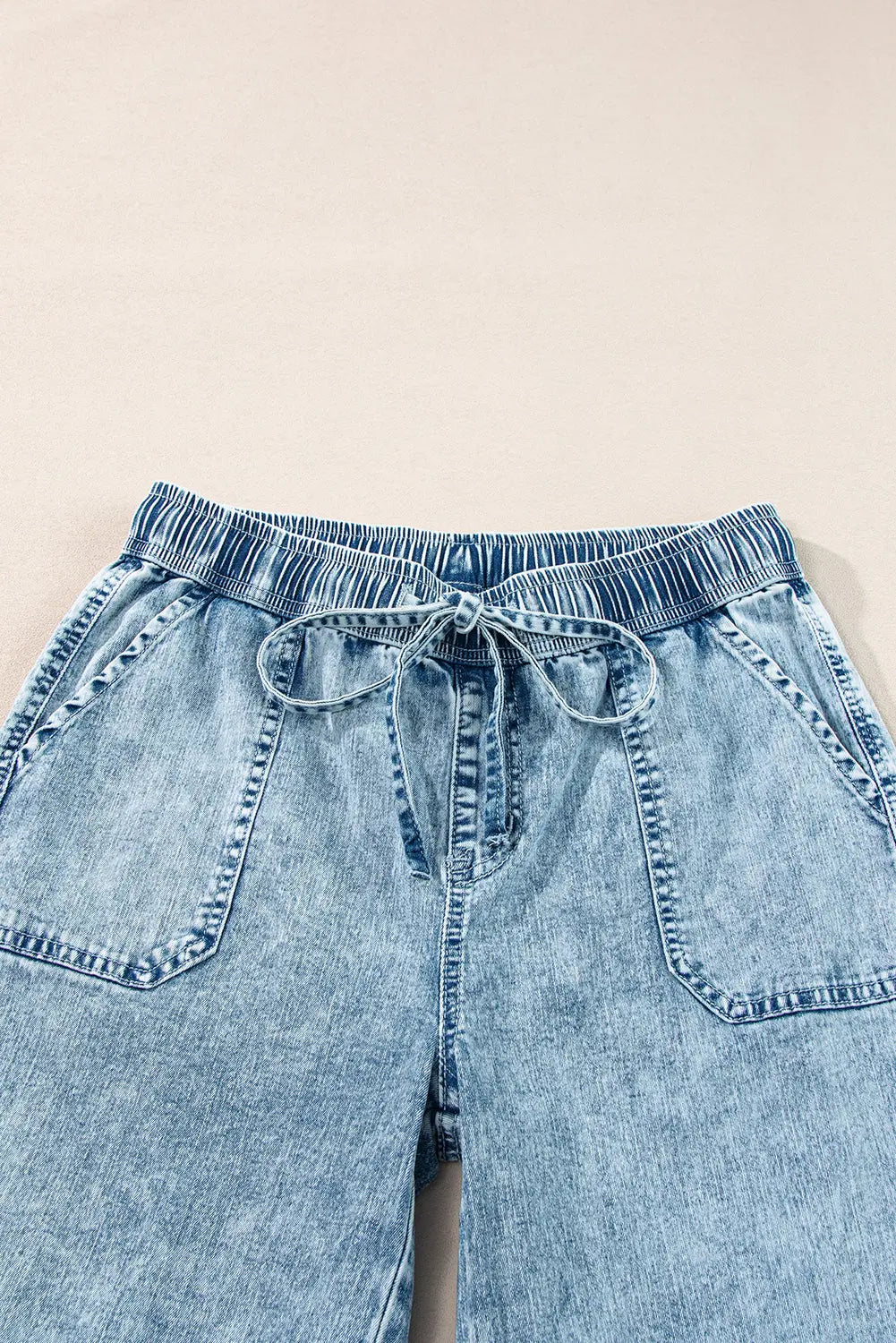 Myosotis Mineral Wash Drawstring Elastic Waistband Loose Straight Denim Pants Dear-Lover Dropshipping