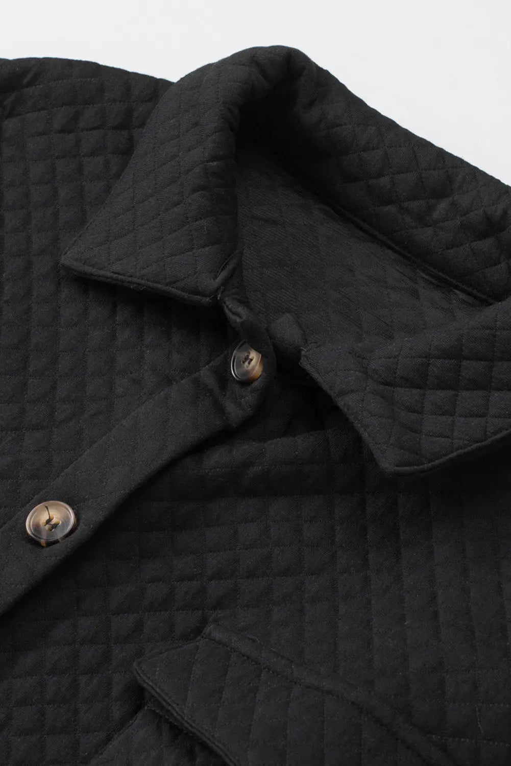Black Retro Quilted Flap Pocket Button Shacket Dear-Lover Dropshipping