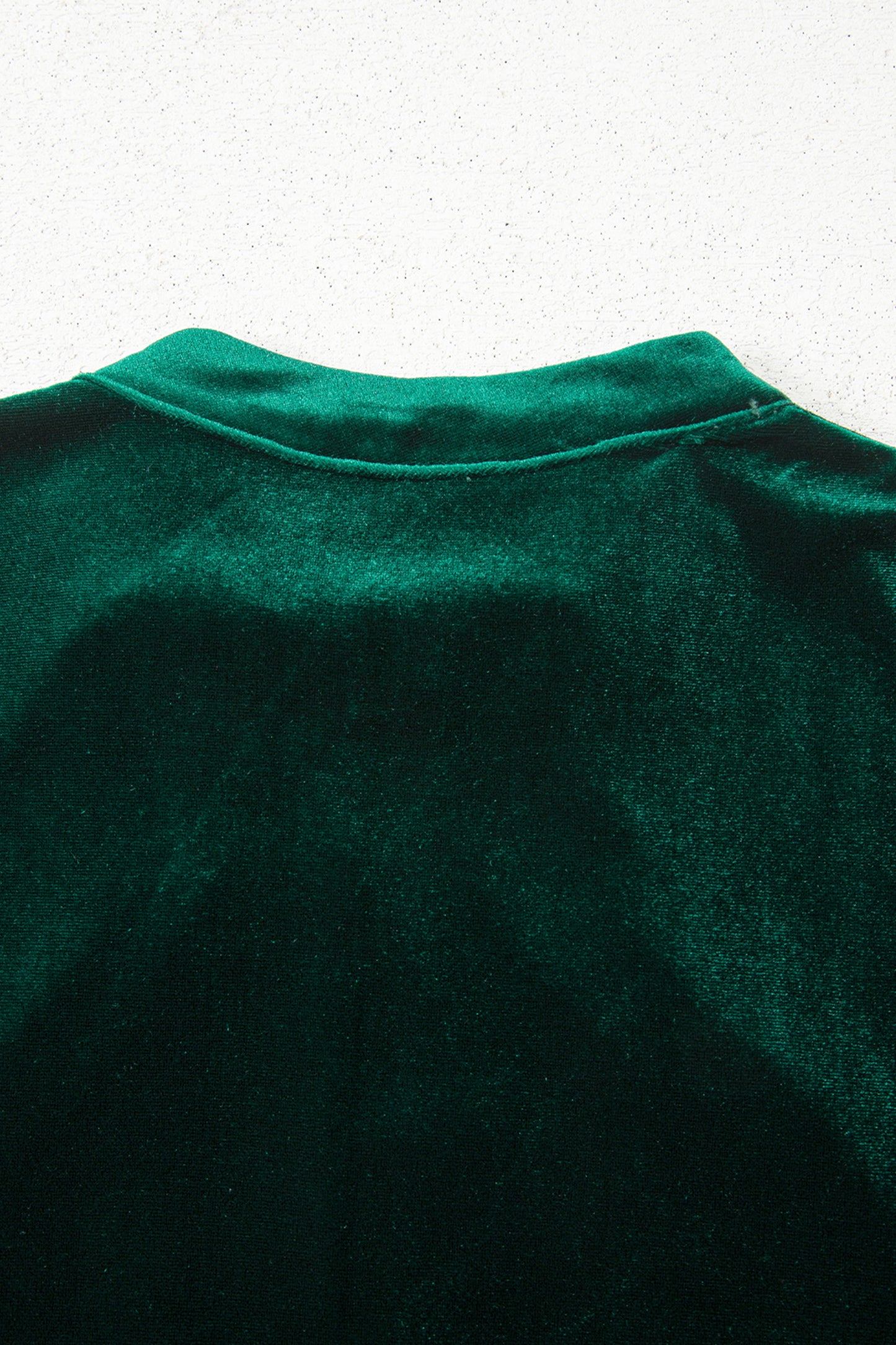 Evergreen Asymmetric Button Keyhole Neck Long Sleeve Velvet Blouse
