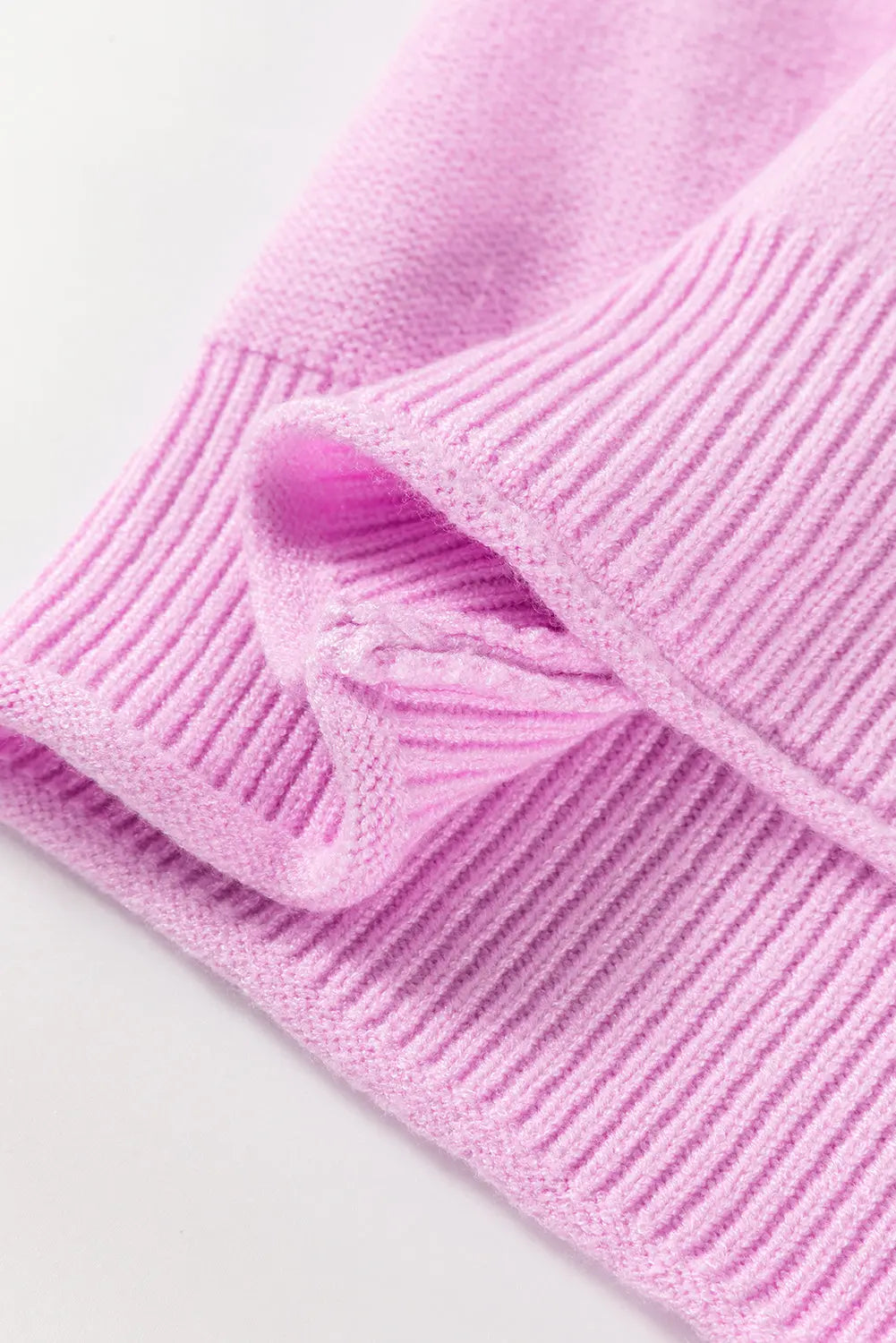 Pink Raw Edge Ribbed Detail Drop Shoulder Sweater Dear-Lover Dropshipping