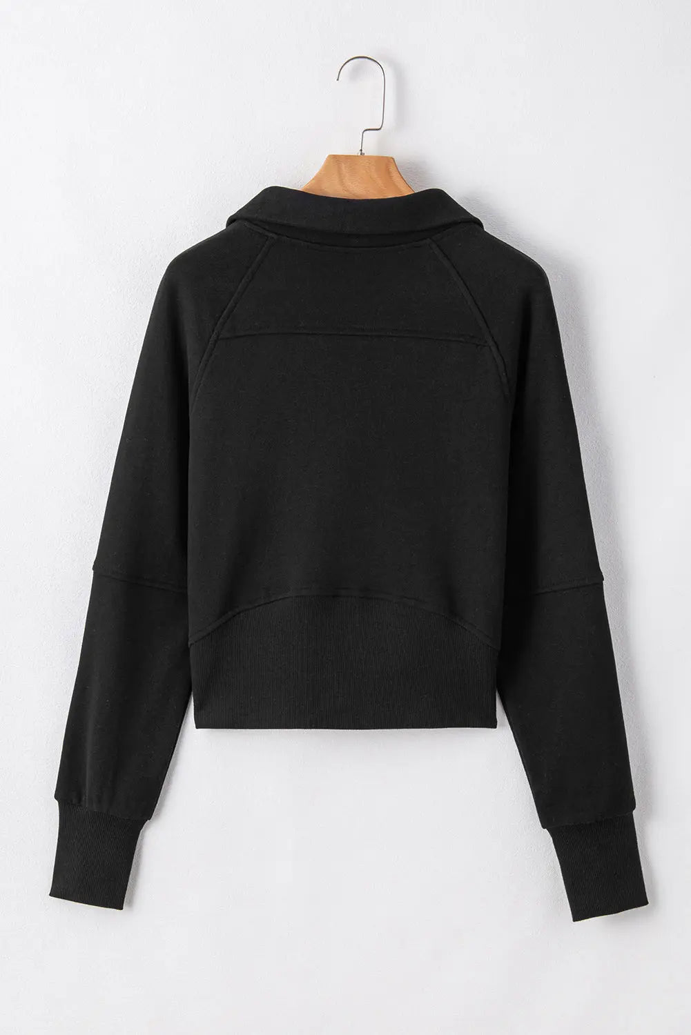 Black Fleece Lined Zip Up Stand Collar Thumbhole Sleeve Sweatshirt Dear-Lover Dropshipping