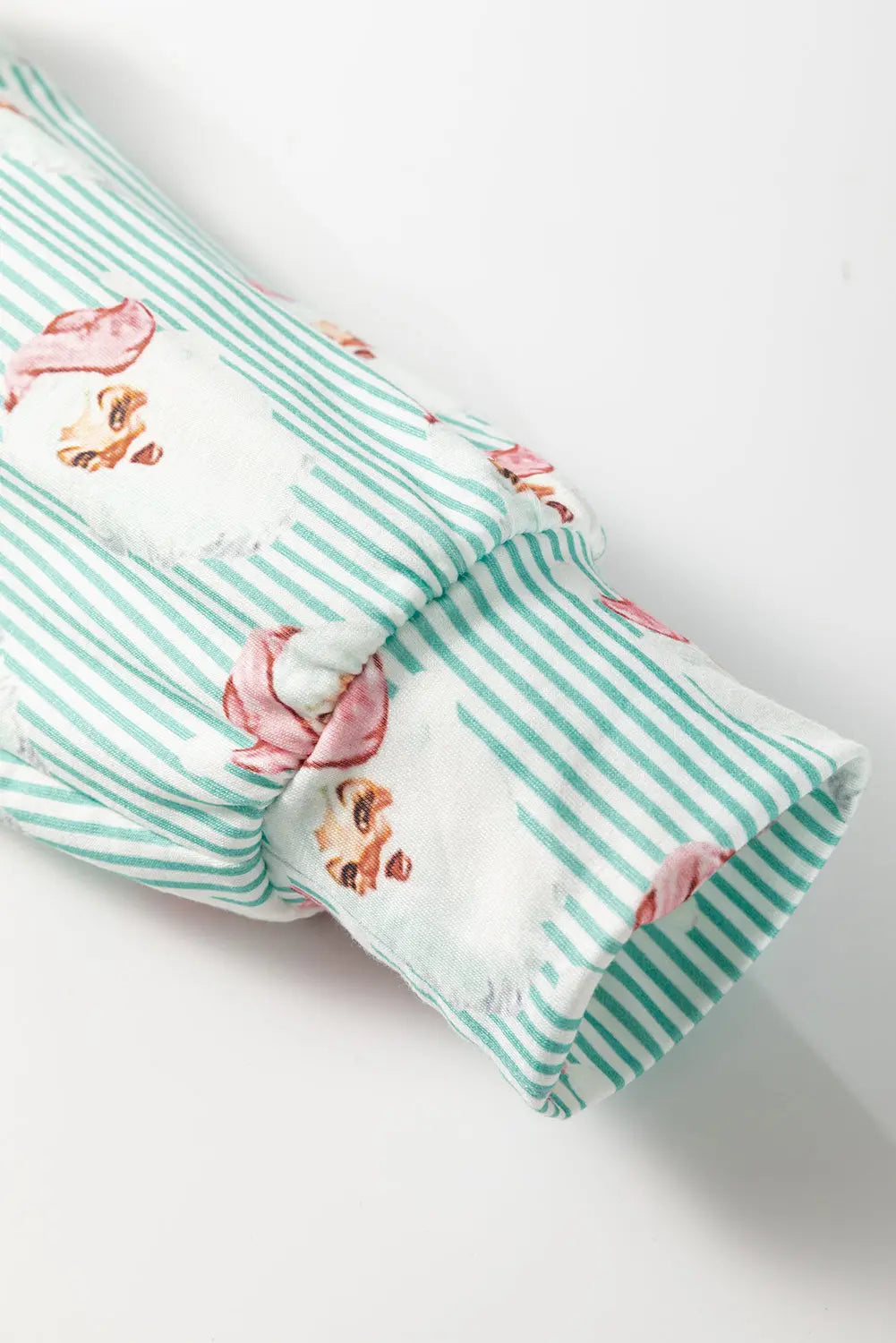 Green Santa Claus Striped Print Loose Fit Two Piece Lounge Set Dear-Lover Dropshipping