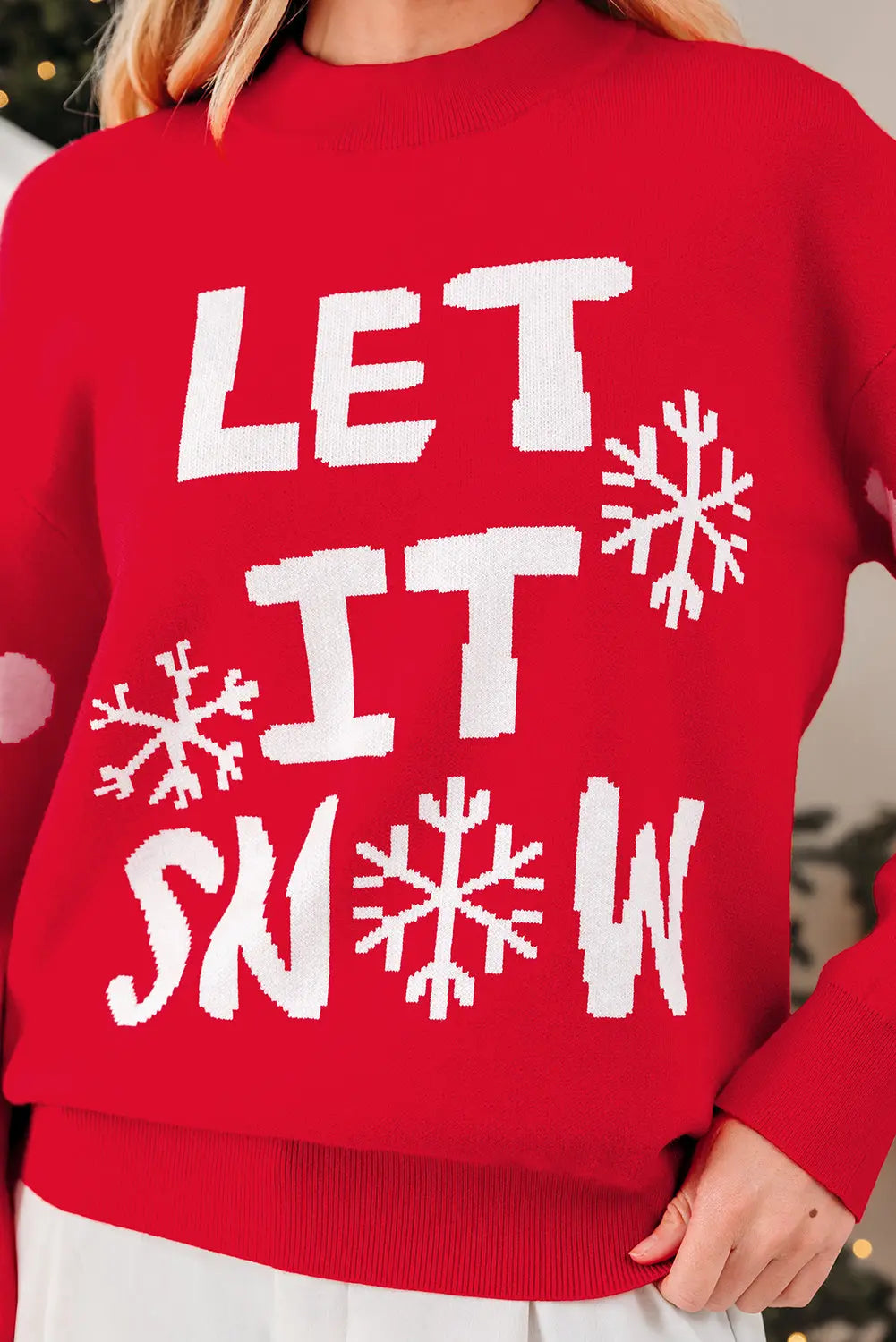 Red Dahlia LET IT SNOW Graphic Christmas Holiday Loose Sweater Dear-Lover Dropshipping