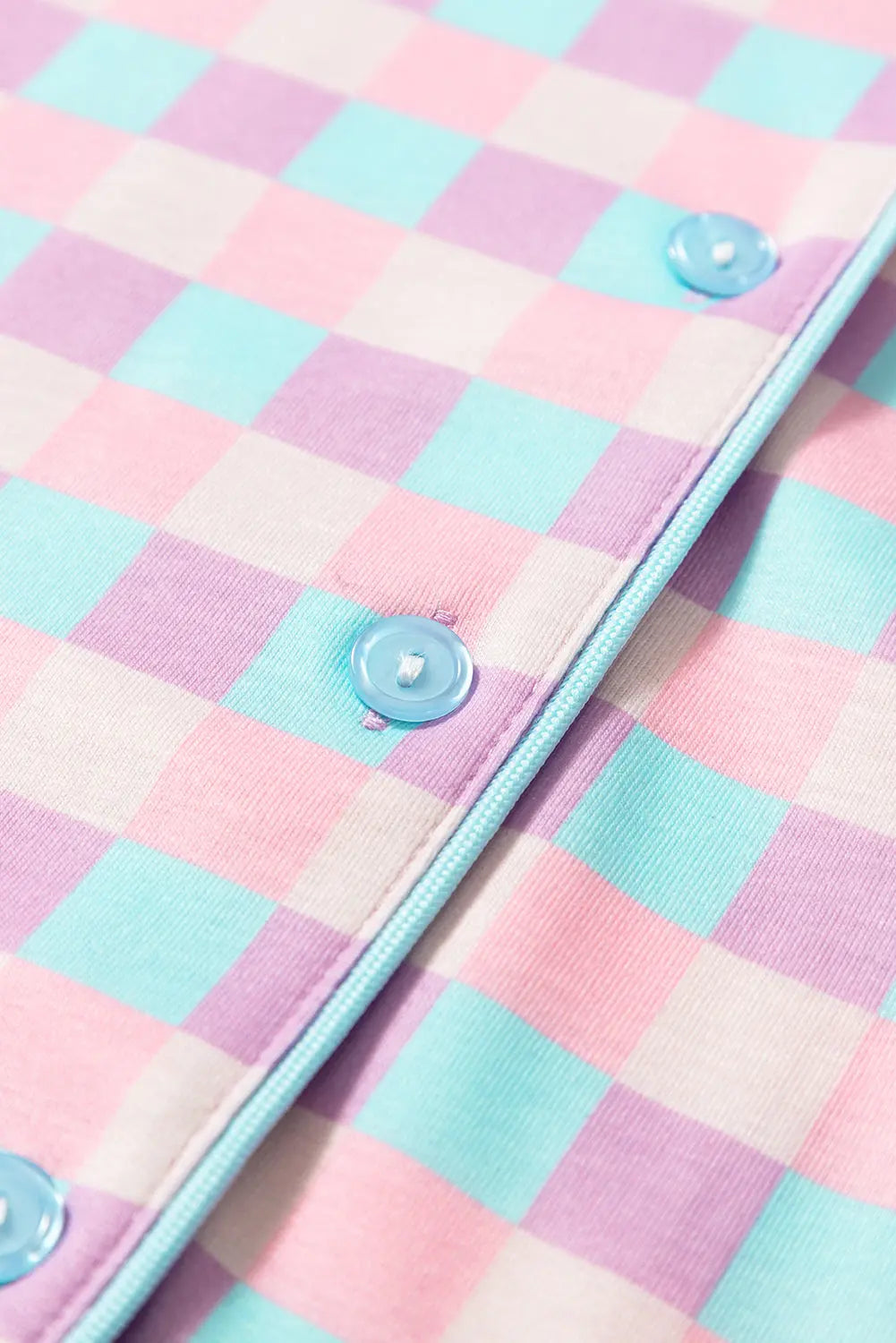 Purple Checkered Pattern Short Sleeve Pajamas Set Dear-Lover Dropshipping