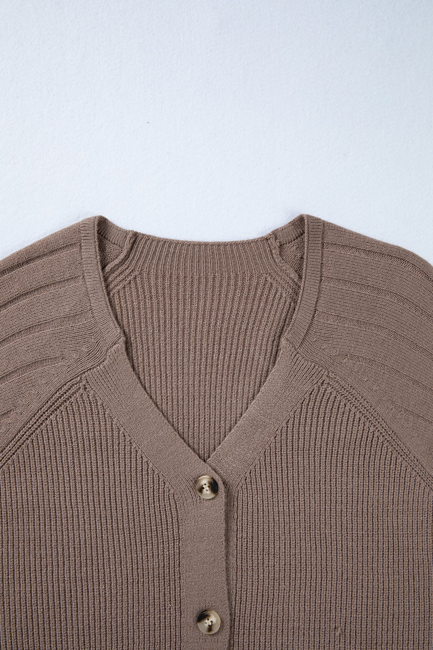 Goat Mixed Texture Knit Button V Neck Sweater Cardigan