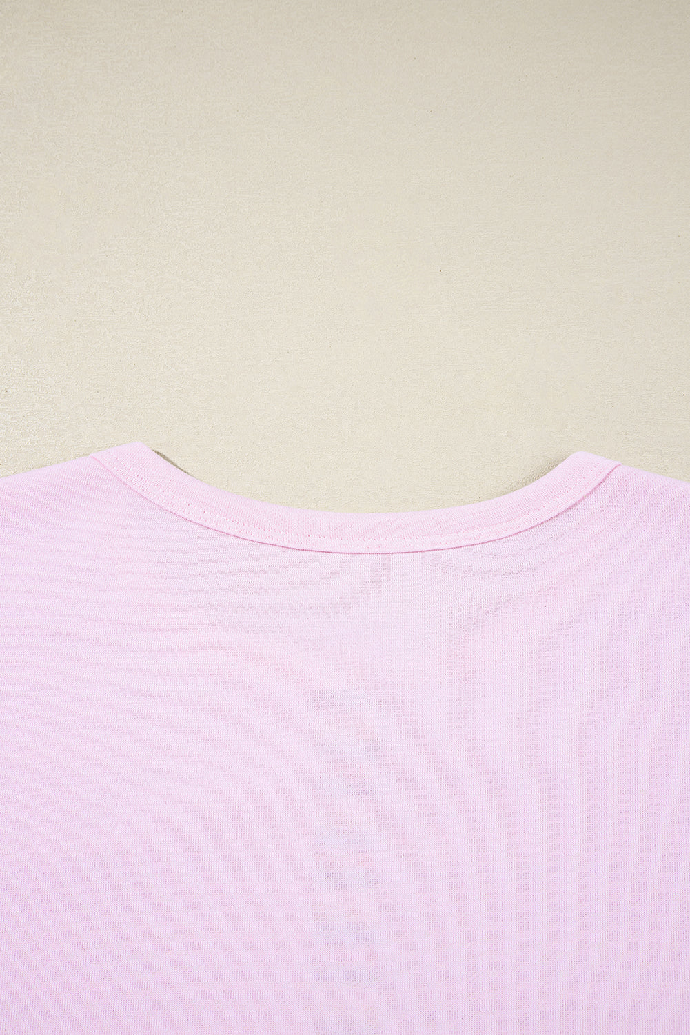 Pink Exposed Seam Color Block Striped Patchwork Loose Henley Sweatshirt