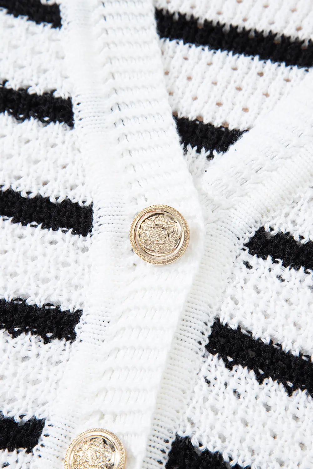 Black Stripe V Neck Gold Buttons Elegant Sweater Vest Dear-Lover Dropshipping