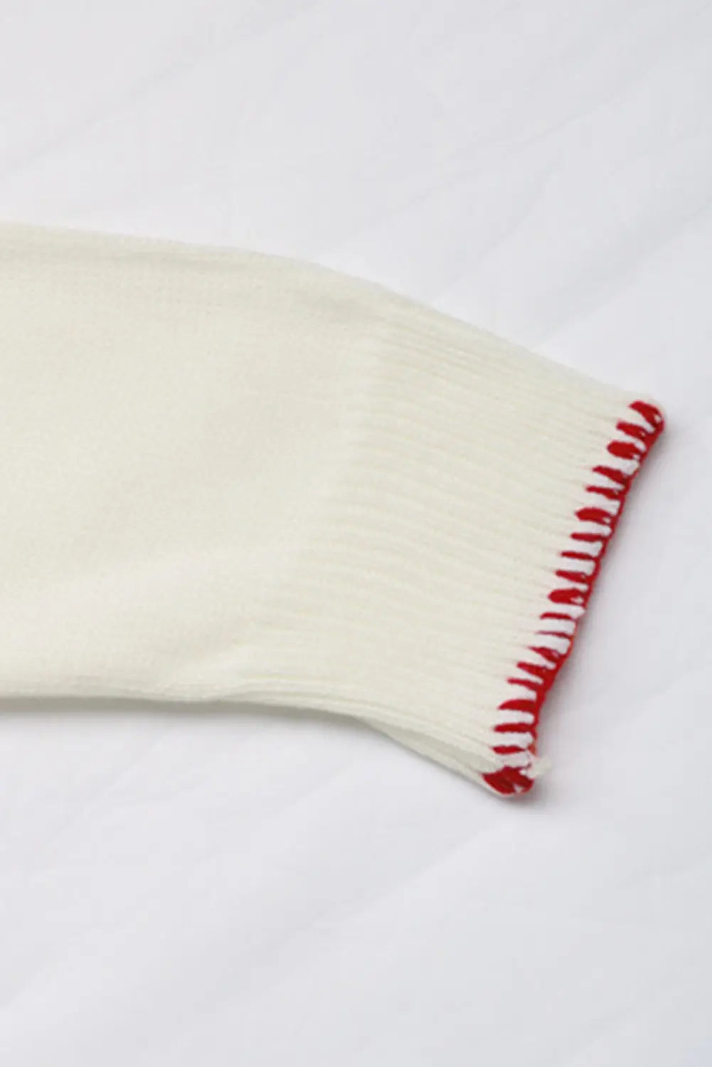 White Bow Pattern Contrast Trim Christmas Loose Graphic Sweater Dear-Lover Dropshipping