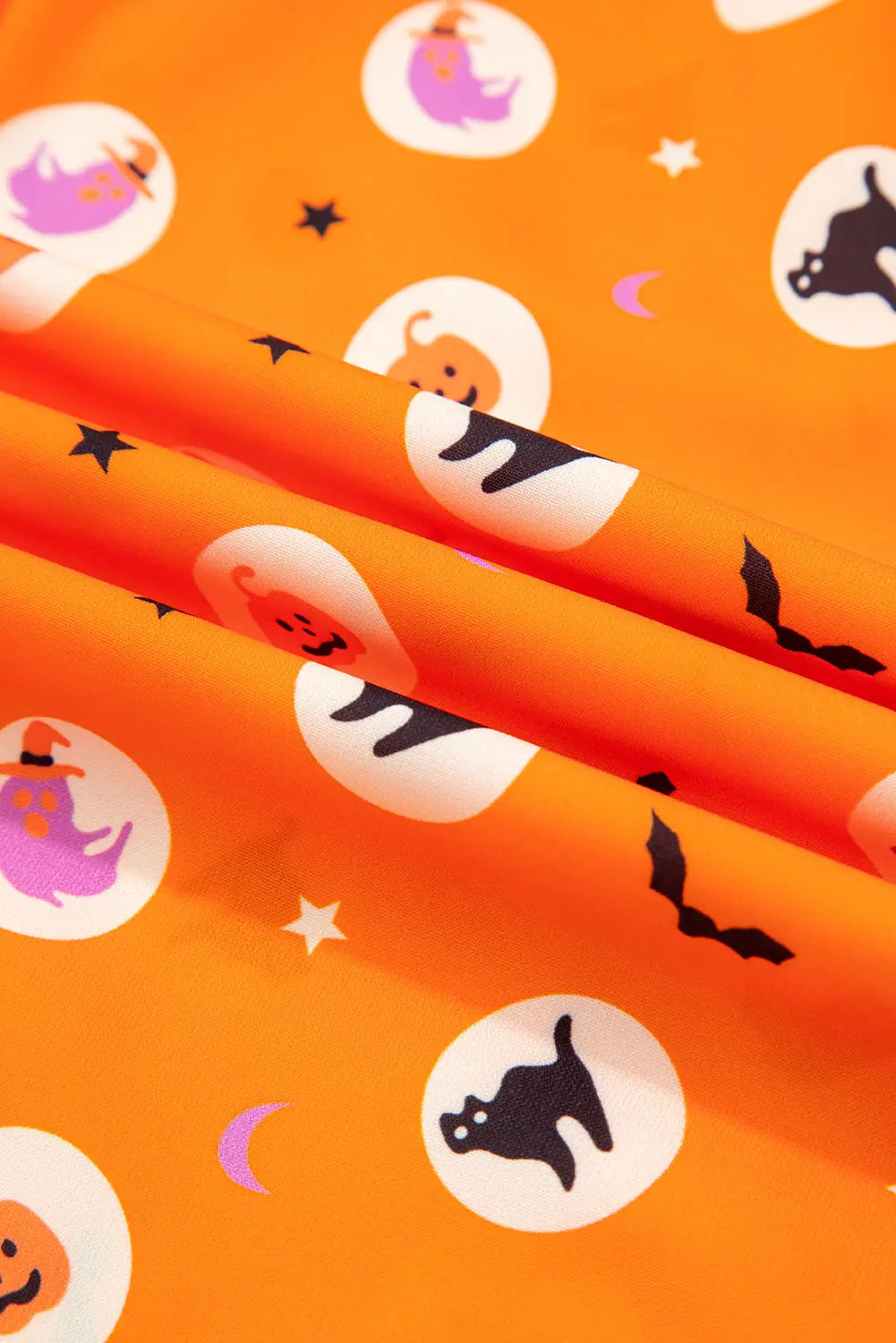 Orange Halloween Print Lapel Shirt Long 2pcs Pajama Set Dear-Lover Dropshipping
