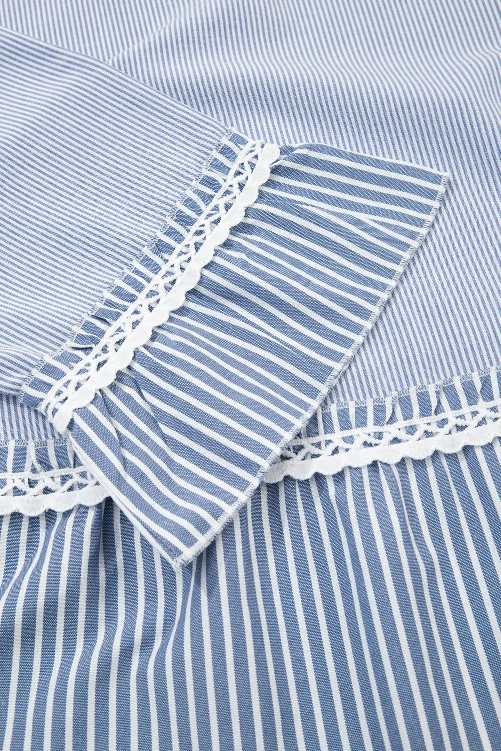 Sky Blue Stripe Crisscross Lace Detail Mixed Striped Patchwork Plus Size Shift Long Dress Dear-Lover Dropshipping