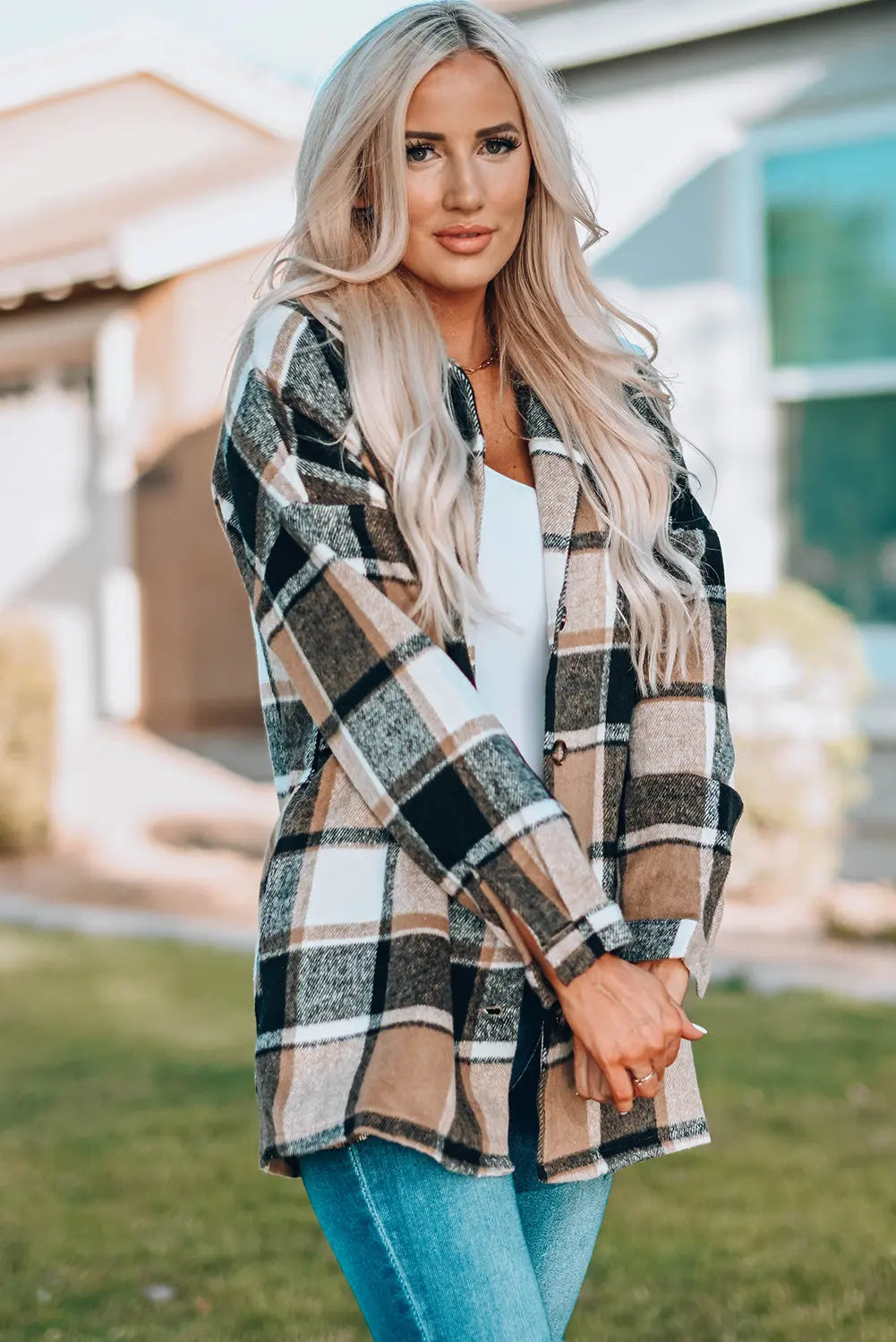 Plaid Print Buttoned Shirt Jacket Dear-Lover Dropshipping