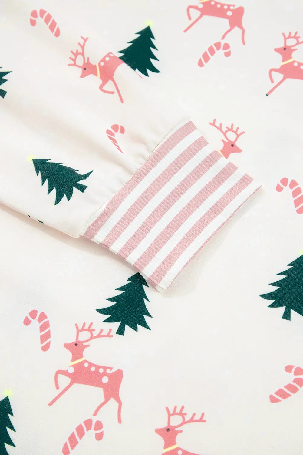 Pink Bow Christmas Tree Print Contrast Striped Banding 2pcs Lounge Set Dear-Lover Dropshipping