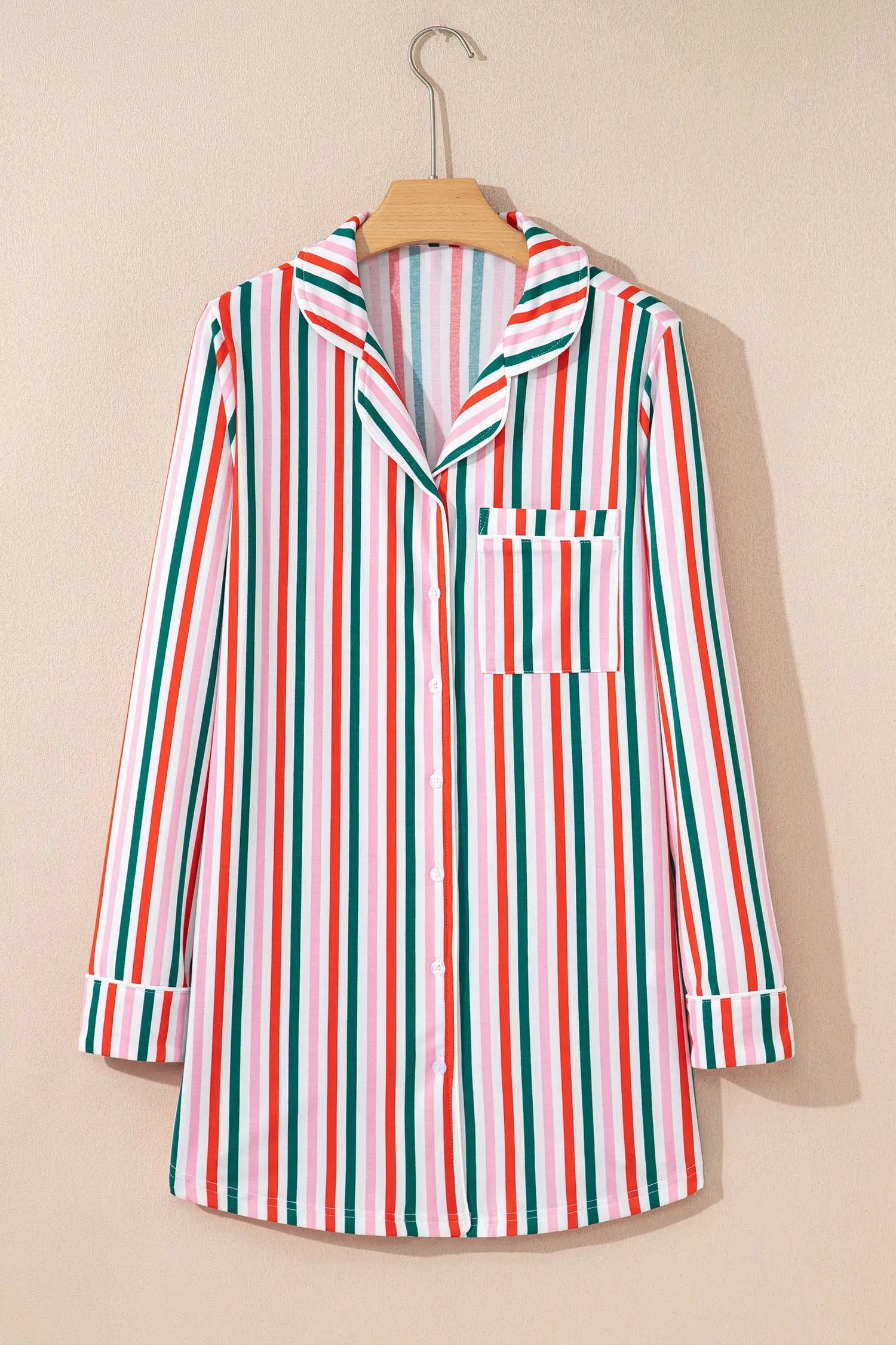 Pink Stripe Christmas Long Sleeve Shirt Style Lounge Dress Dear-Lover Dropshipping