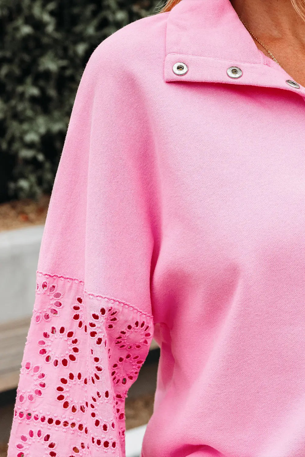 Bonbon Embroidered Flower Patchwork Snap Buttons Pullover Sweatshirt Dear-Lover Dropshipping