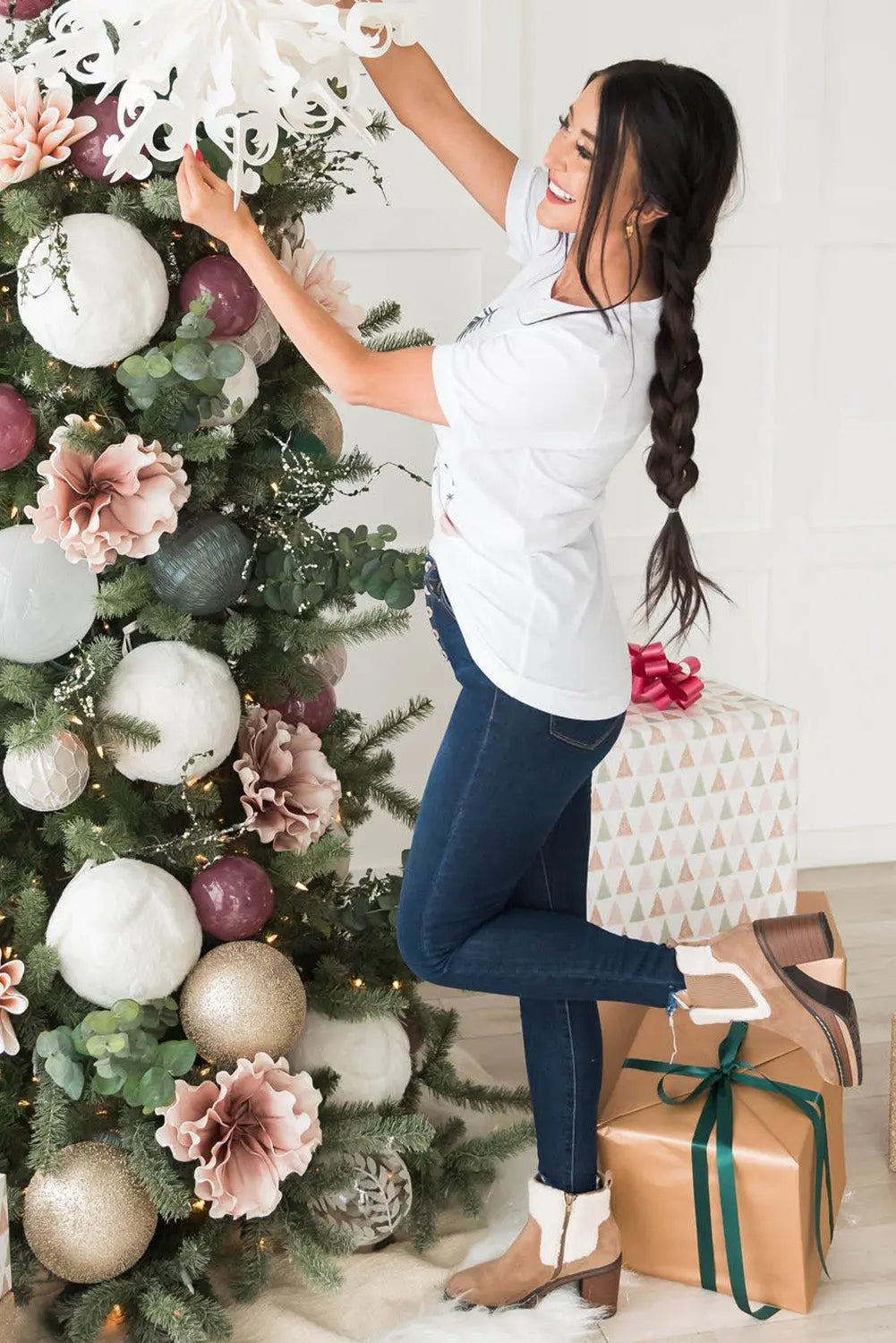 White Christmas Tree Graphic Tee Dear-Lover Dropshipping