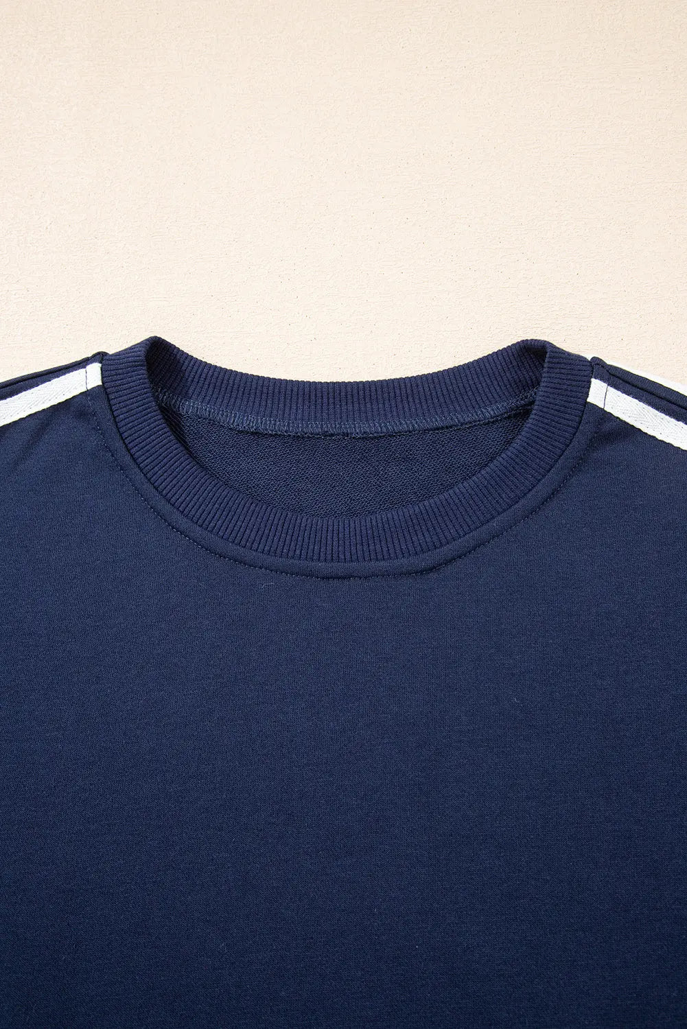 Dirty blue Varsity Striped Detail Crewneck Pullover Elastic Sweatpants 2pcs Outfit Dear-Lover Dropshipping