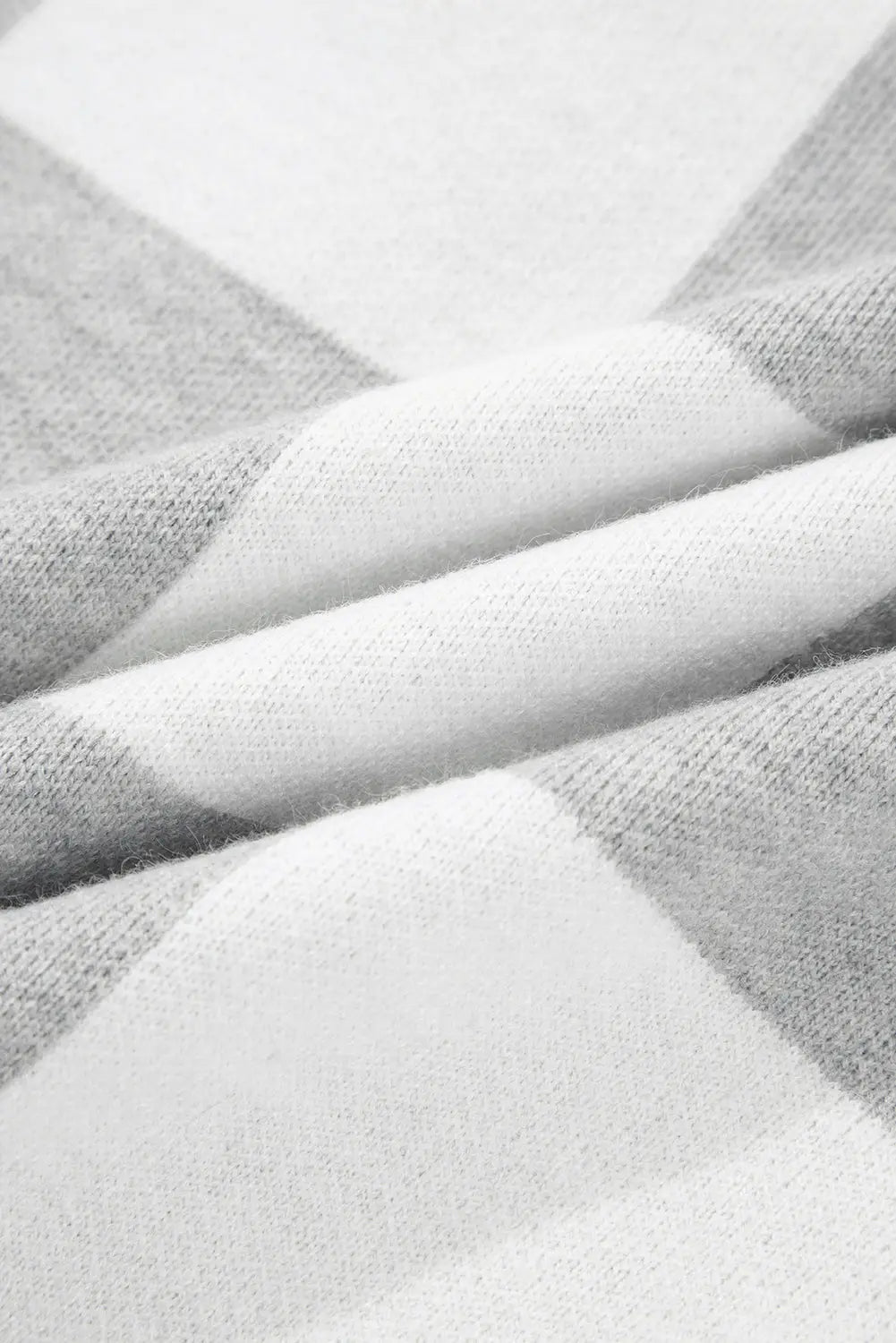 Gray Plus Size Checkered Pattern Button Polo Collar Split Sweater Dear-Lover Dropshipping