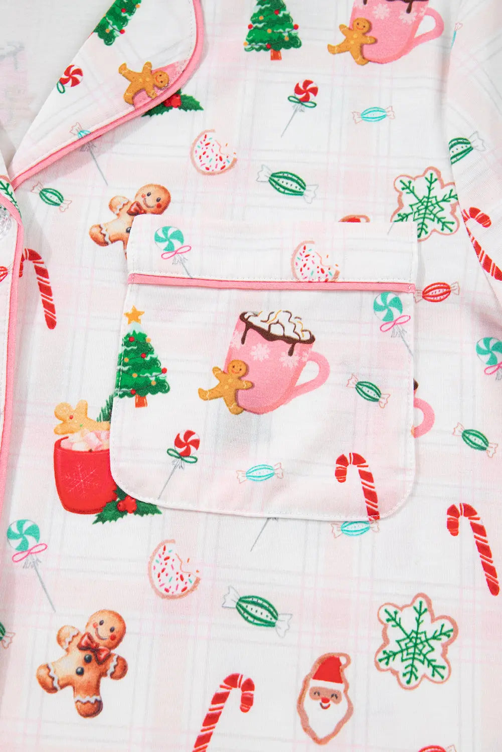 Pink Christmas Spirit Cute Holiday Print Short Sleeve Shirt and Pants 2pcs Pajama Set Dear-Lover Dropshipping