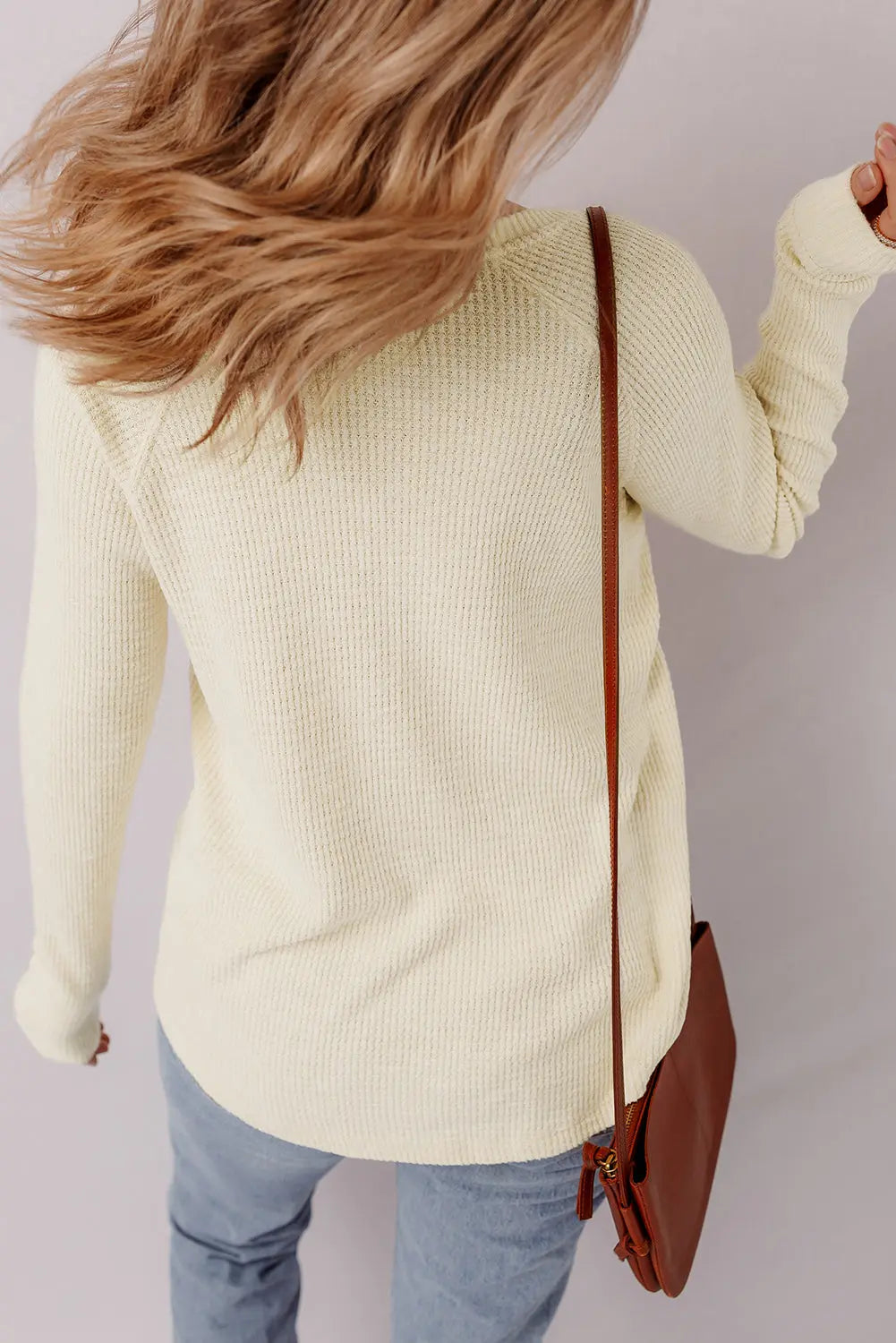 Oatmeal Textured Knit Half Buttons Henley Top Dear-Lover Dropshipping
