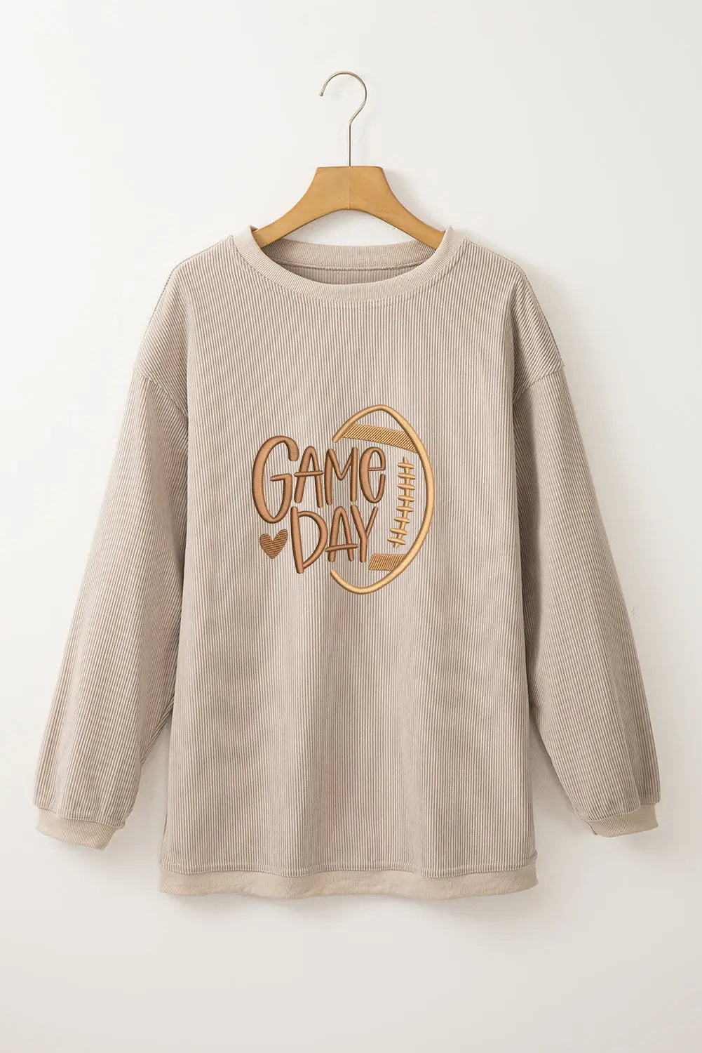 Smoke Gray Twisted Rib Texture game day Rugby Embroidered Baggy Sweatshirt Dear-Lover Dropshipping