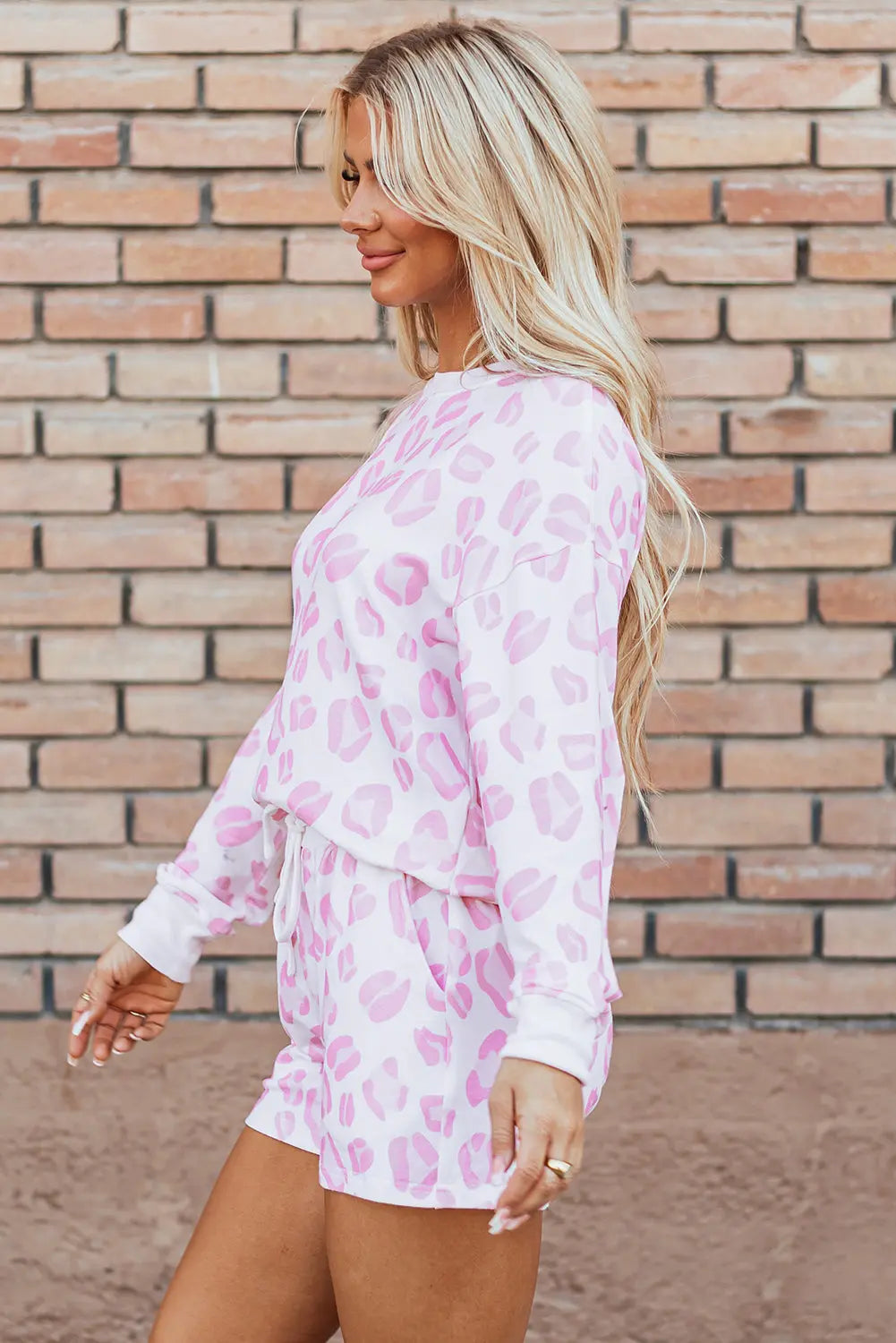Pink Leopard Animal Print Pullover and Shorts Loungewear Dear-Lover Dropshipping