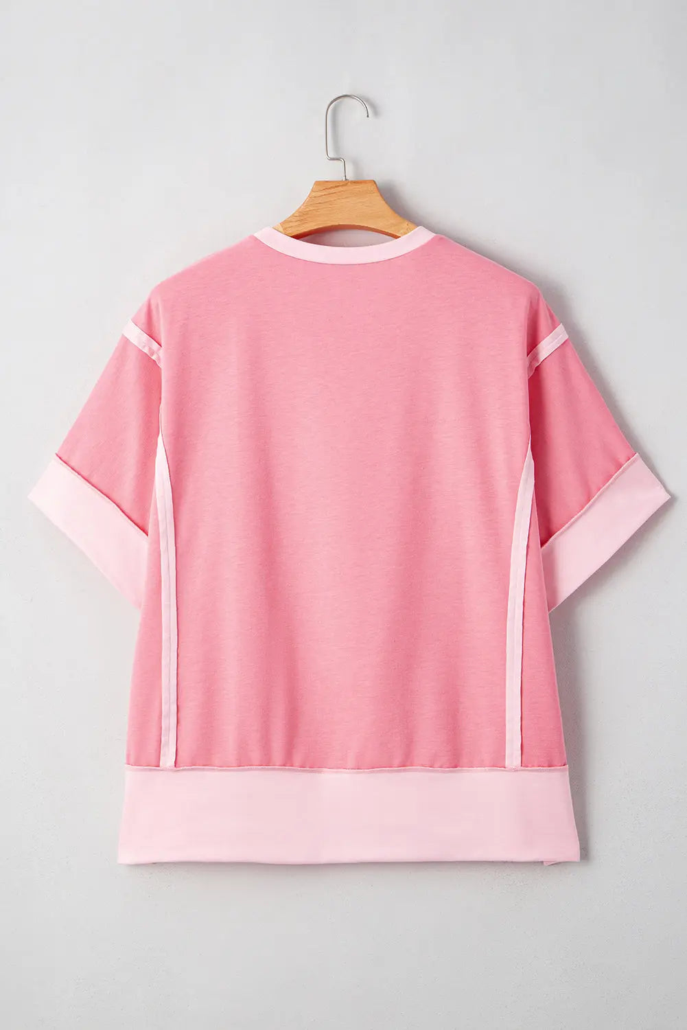 Peach Blossom Two Tones Patchwork Half Sleeve Plus Size T Shirt Dear-Lover Dropshipping