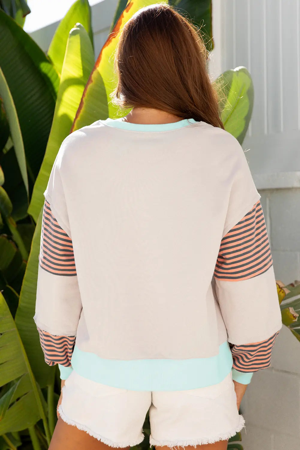 Jet Stream Striped Colorblock Patchwork Drop Shoulder Sweatshirt Dear-Lover Dropshipping