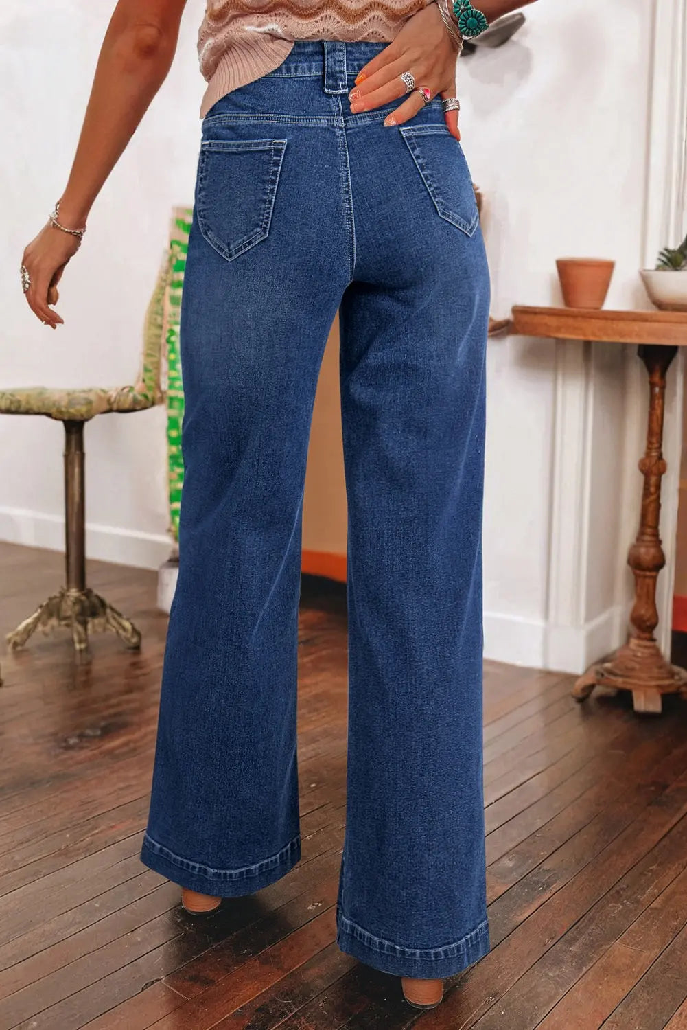 Sail Blue Wide Leg Pocketed High Waist Jeans Dear-Lover Dropshipping