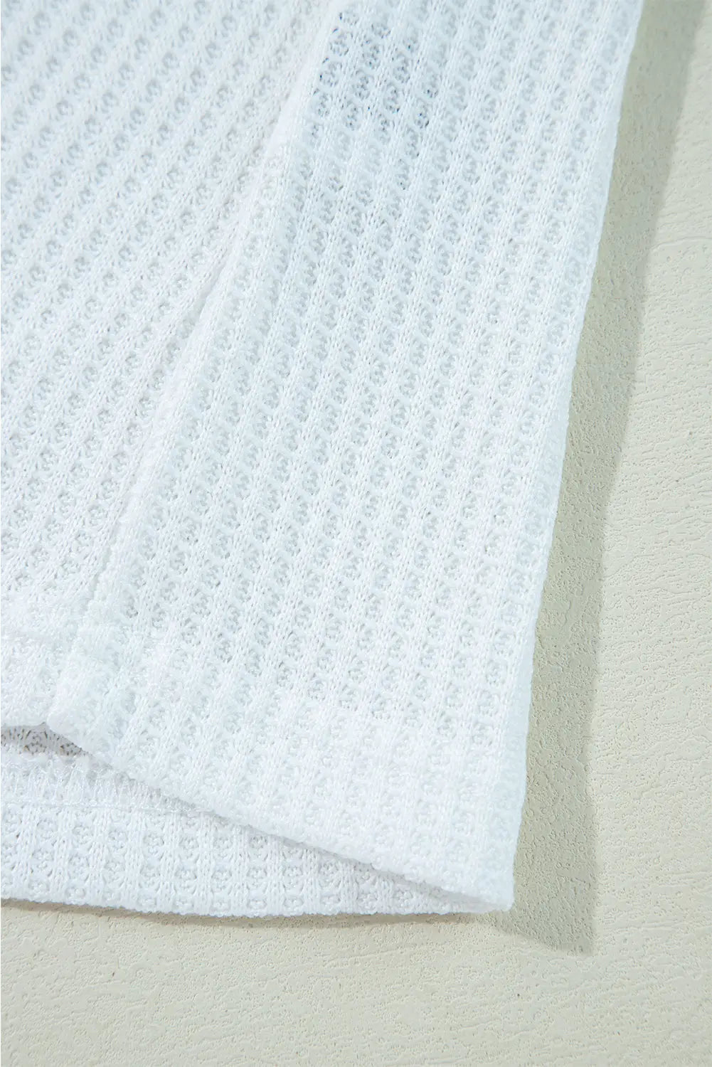 White Leopard Waffle Knit Patchwork Button V Neck Top Dear-Lover Dropshipping