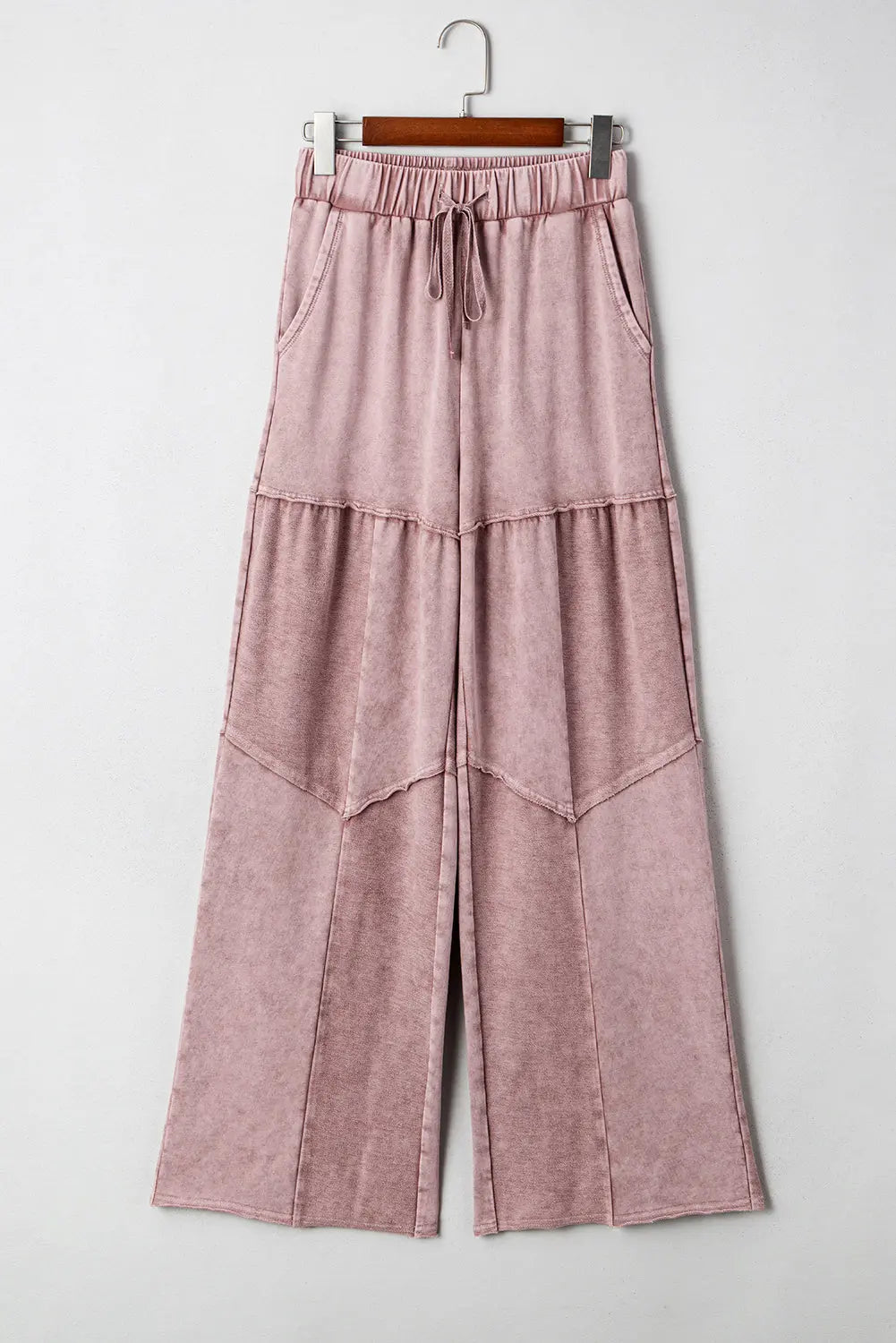 Careys Mineral Wash Tiered Wide Leg Patchwork Drawstring Pants Dear-Lover Dropshipping