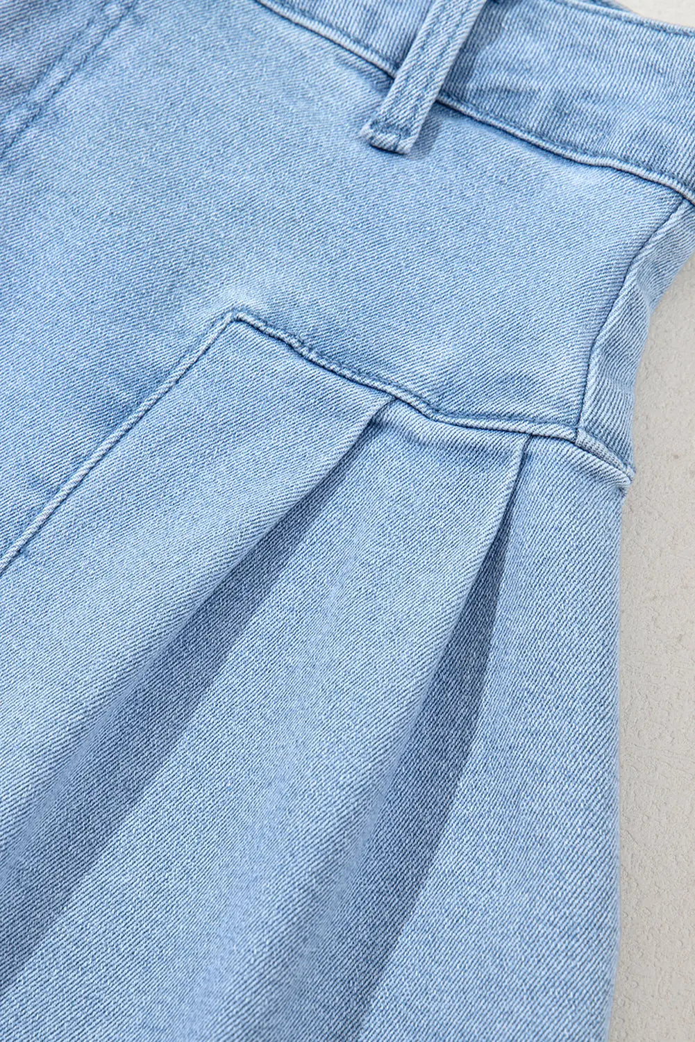 Dusk Blue Pleated Patchwork Wide Leg Lightweight Denim Shorts Dear-Lover Dropshipping
