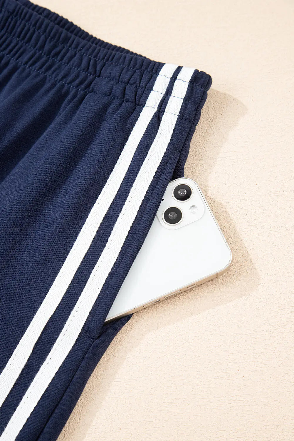 Dirty blue Varsity Striped Detail Crewneck Pullover Elastic Sweatpants 2pcs Outfit Dear-Lover Dropshipping