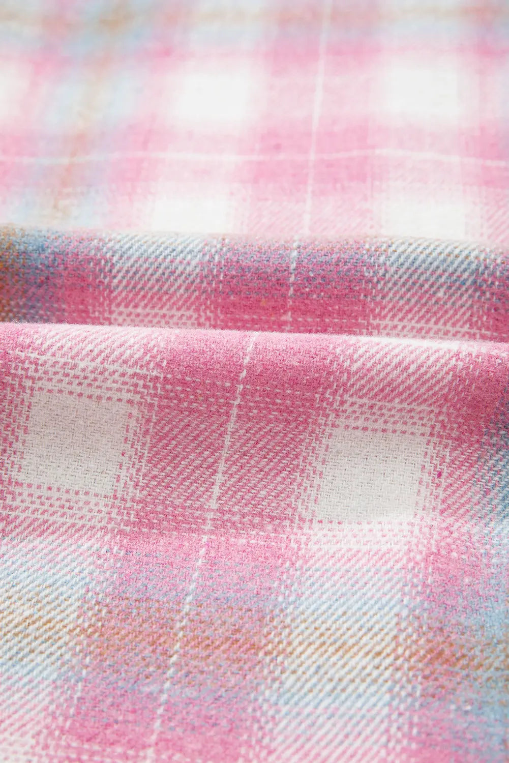 Pink Brushed Plaid Corduroy Flap Pockets Patchwork Shacket Dear-Lover Dropshipping