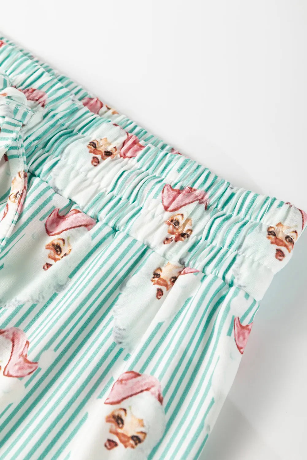 Green Santa Claus Striped Print Loose Fit Two Piece Lounge Set Dear-Lover Dropshipping