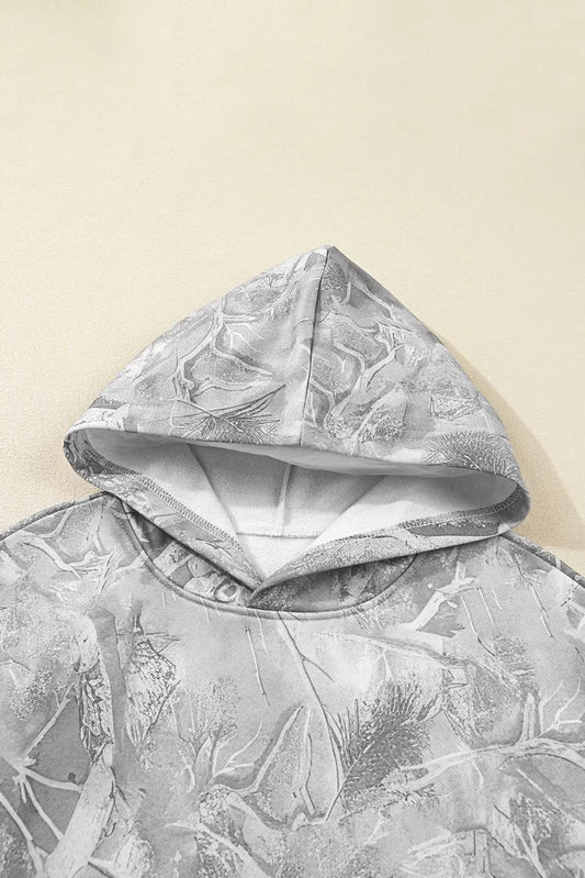 Gray Camouflage Woodland Print Oversized Sporty Hoodie Dear-Lover Dropshipping