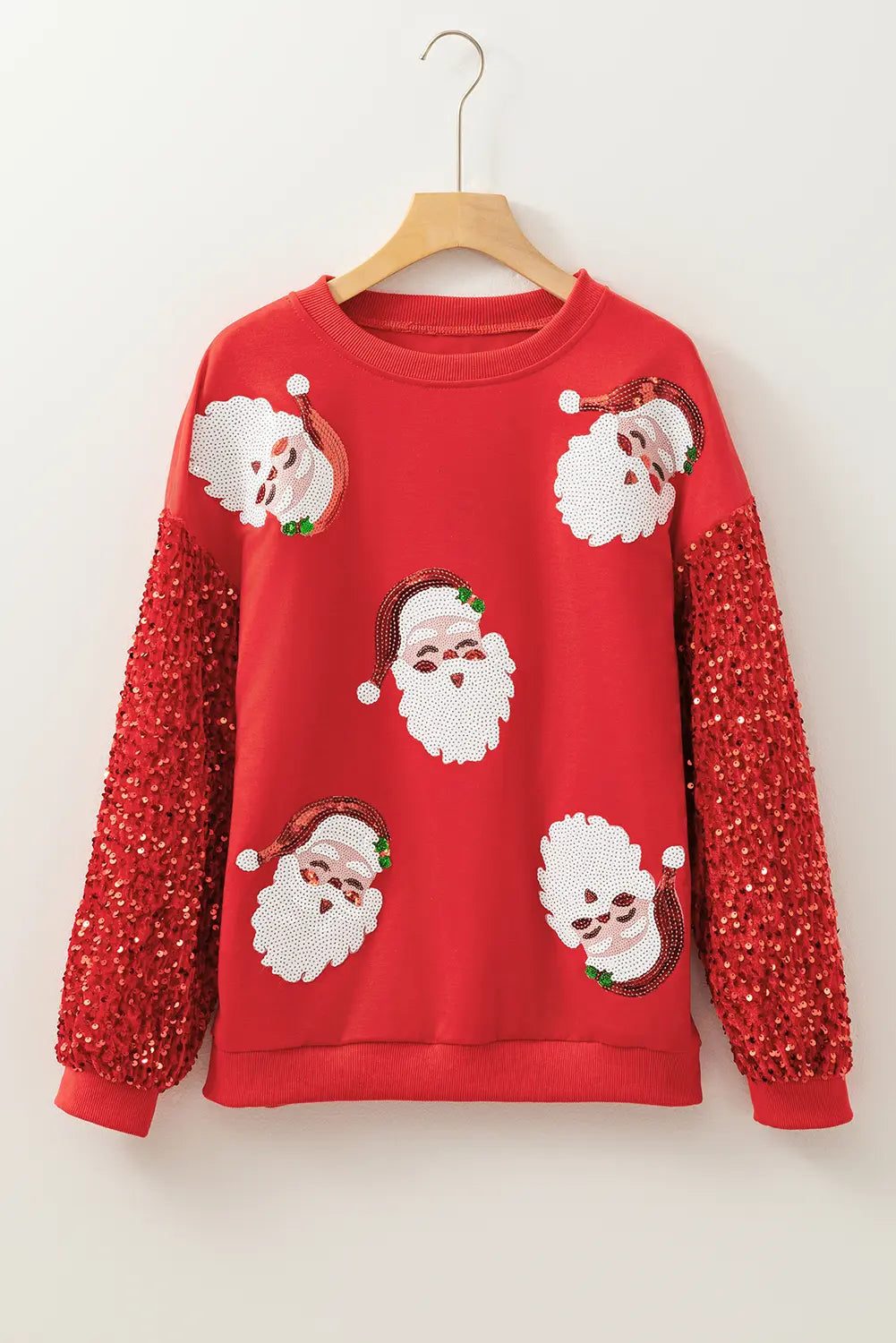Fiery Red Sequined Santa Claus Long Sleeve Christmas Sweatshirt Dear-Lover Dropshipping