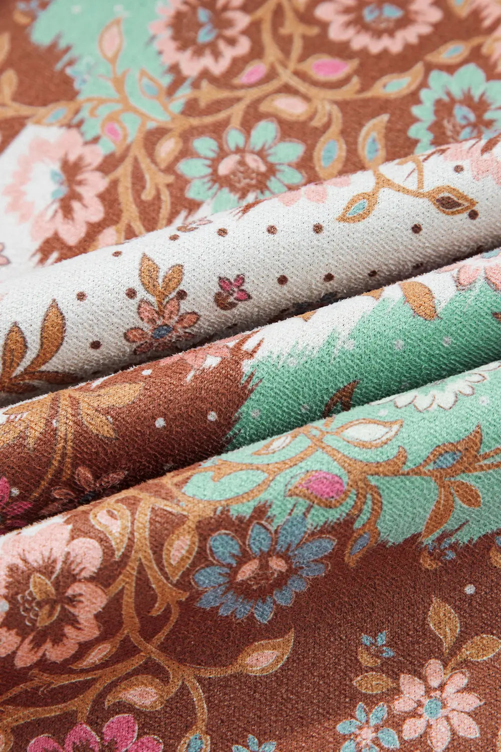 Khaki Vintage Floral Printed Sherpa Lined Hooded Jacket Dear-Lover Dropshipping