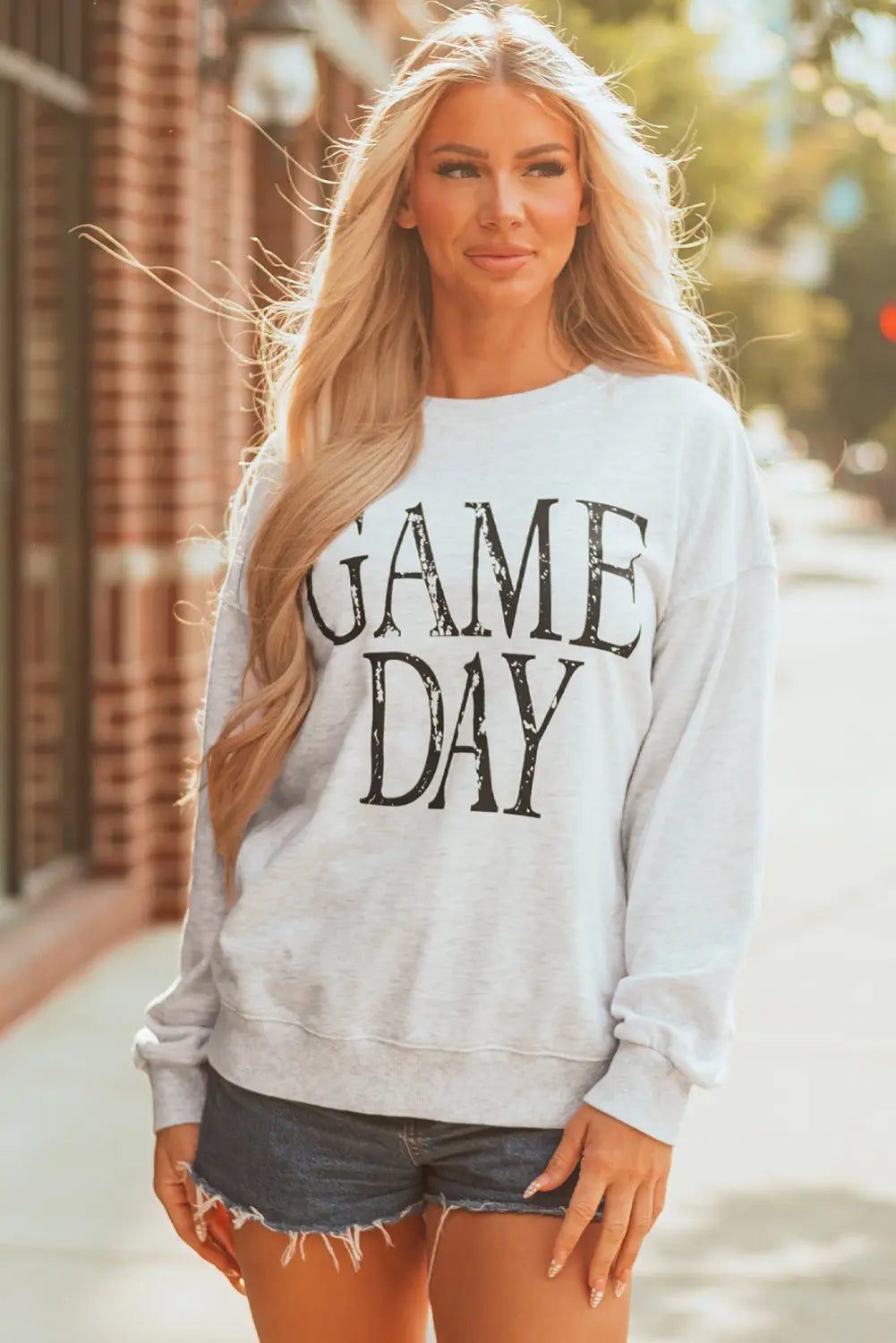Black Vintage Washed GAME DAY Graphic Baggy Sweatshirt Dear-Lover Dropshipping