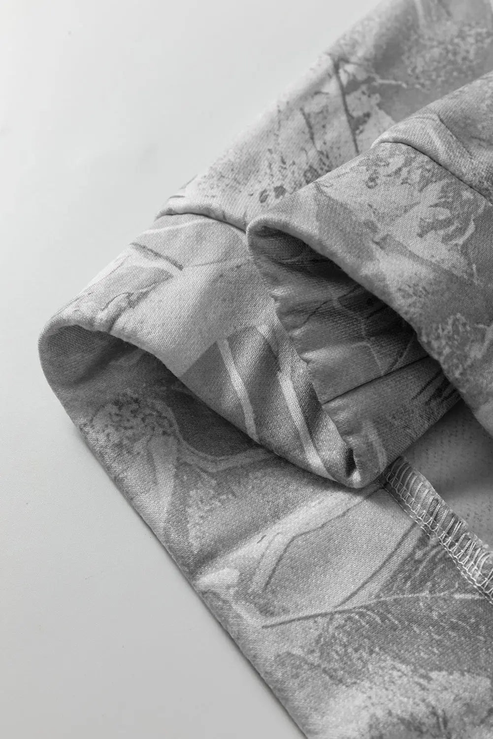 Gray Camouflage Woodland Print Oversized Sporty Hoodie