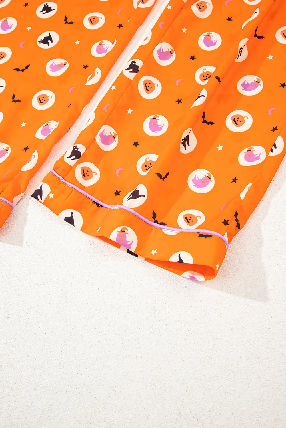 Orange Halloween Print Lapel Shirt Long 2pcs Pajama Set Dear-Lover Dropshipping