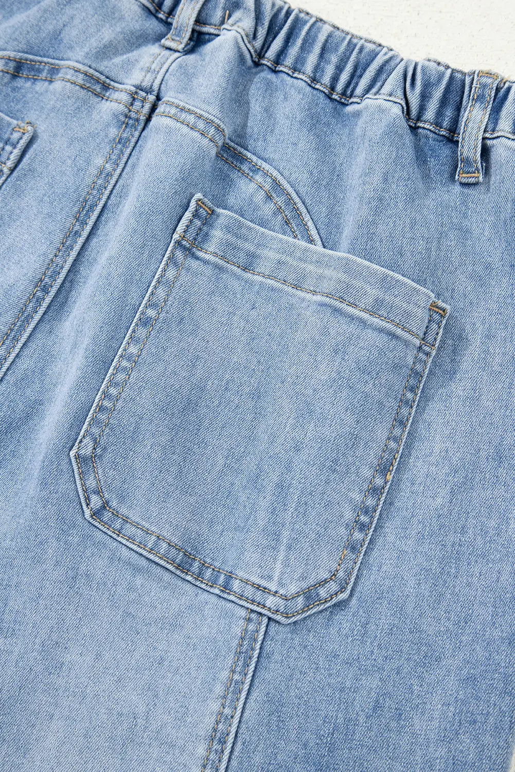 Beau Blue Drawstring Seam Detail Raw Hem Wide Leg Denim Pants Dear-Lover Dropshipping