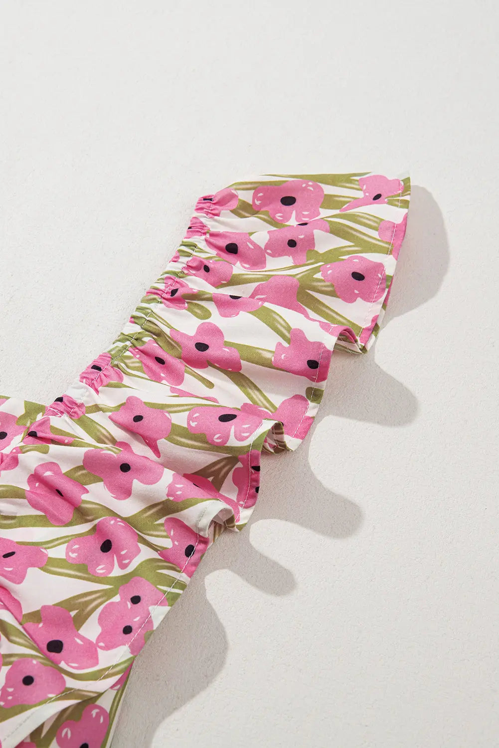 Pink Plus Size Ruffle Trim Square Neck High Waist Floral Maxi Dress Dear-Lover Dropshipping