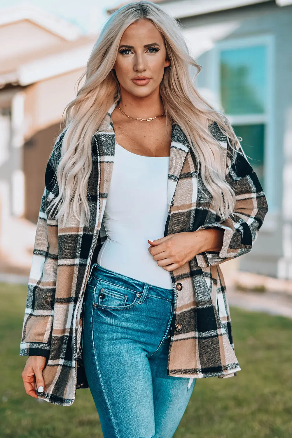 Plaid Print Buttoned Shirt Jacket Dear-Lover Dropshipping