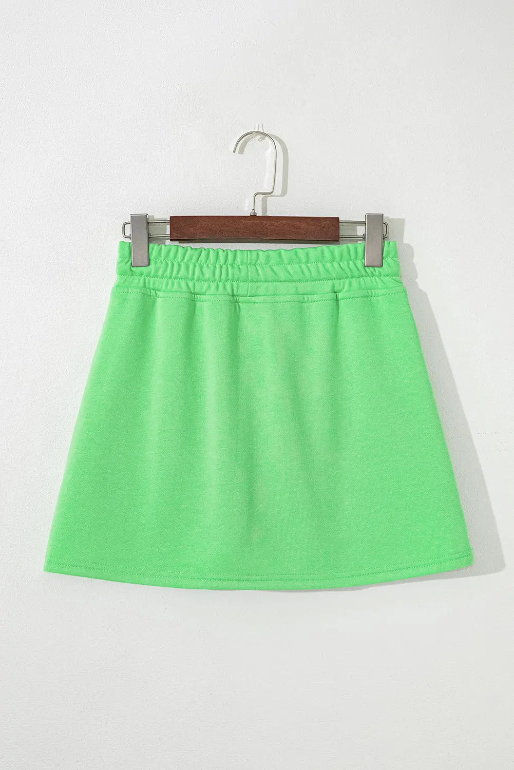 Light Green French Terry Drawstring Elastic Waistband Mini Skort with Pockets Dear-Lover Dropshipping
