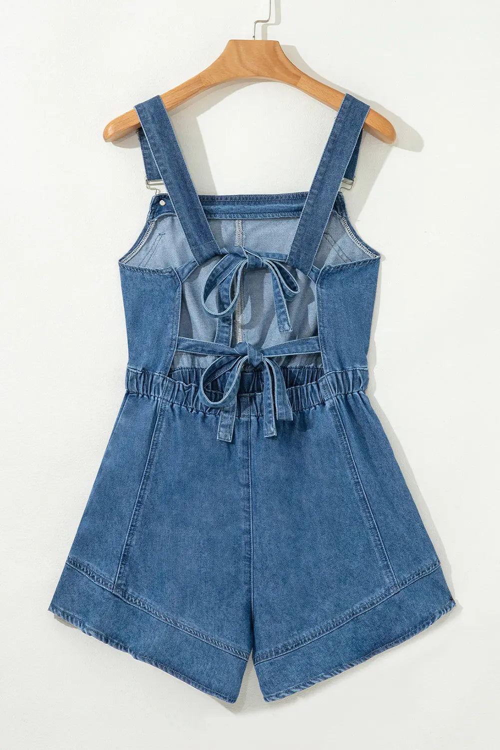 Sky Blue Buckle Straps Bib Style Tied Backless Flared Denim Overall Dear-Lover Dropshipping