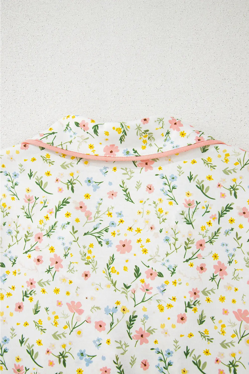 White Floral Print Contrast Pipping Short Pajamas Set Dear-Lover Dropshipping