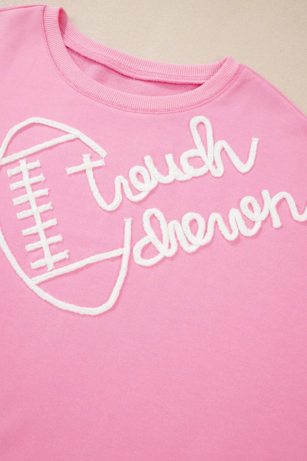 Pink Touch Down Rugby Football Embroidered Plus Size Sweatshirt Dear-Lover Dropshipping